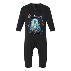 Galaxy Cat Cat Ufo Funny Cat Cat Graphic Cat Owner Gift Infant Fleece One Piece