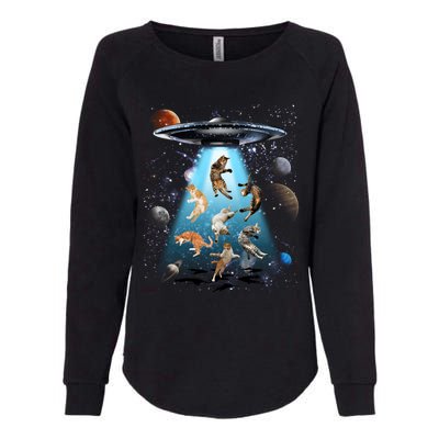 Galaxy Cat Cat Ufo Funny Cat Cat Graphic Cat Owner Gift Womens California Wash Sweatshirt