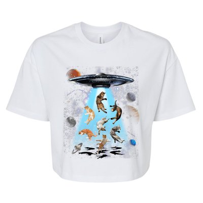 Galaxy Cat Cat Ufo Funny Cat Cat Graphic Cat Owner Gift Bella+Canvas Jersey Crop Tee