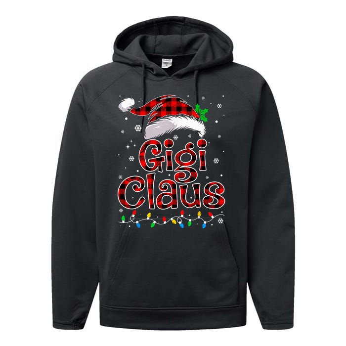 Gigi Claus Christmas Lights Pajama Family Matching Performance Fleece Hoodie