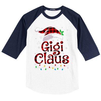 Gigi Claus Christmas Lights Pajama Family Matching Baseball Sleeve Shirt