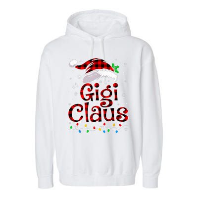 Gigi Claus Christmas Lights Pajama Family Matching Garment-Dyed Fleece Hoodie