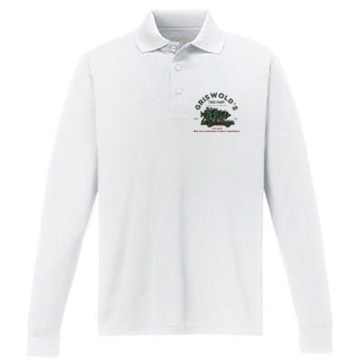 Griswold Co Christmas Tree Farm Performance Long Sleeve Polo