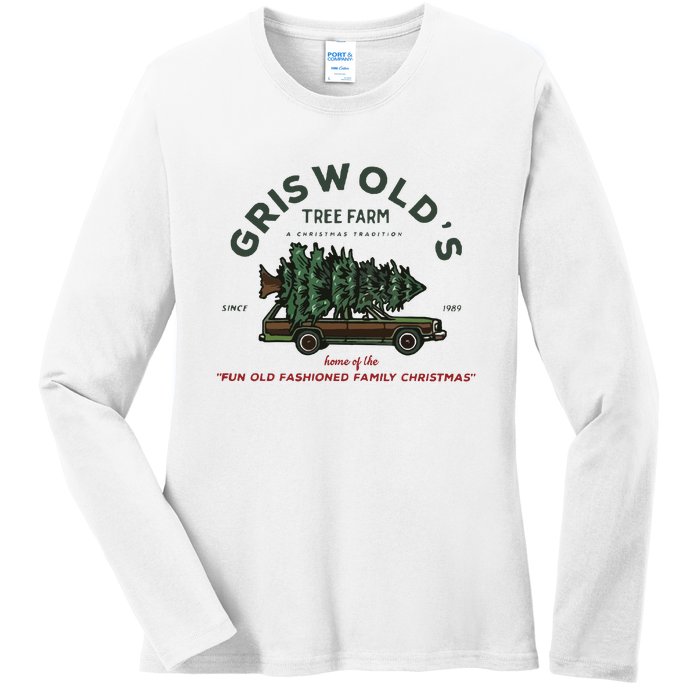 Griswold Co Christmas Tree Farm Ladies Long Sleeve Shirt