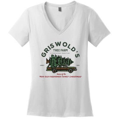 Griswold Co Christmas Tree Farm Women's V-Neck T-Shirt