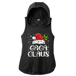 Gaga Claus Christmas Lights Pajama Family Matching Ladies PosiCharge Tri-Blend Wicking Draft Hoodie Tank