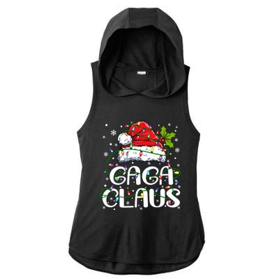 Gaga Claus Christmas Lights Pajama Family Matching Ladies PosiCharge Tri-Blend Wicking Draft Hoodie Tank