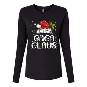 Gaga Claus Christmas Lights Pajama Family Matching Womens Cotton Relaxed Long Sleeve T-Shirt