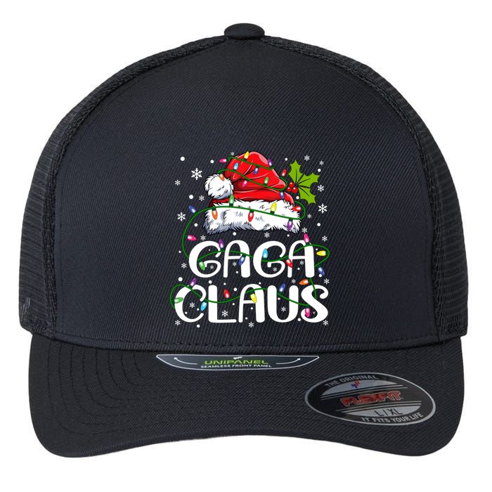 Gaga Claus Christmas Lights Pajama Family Matching Flexfit Unipanel Trucker Cap
