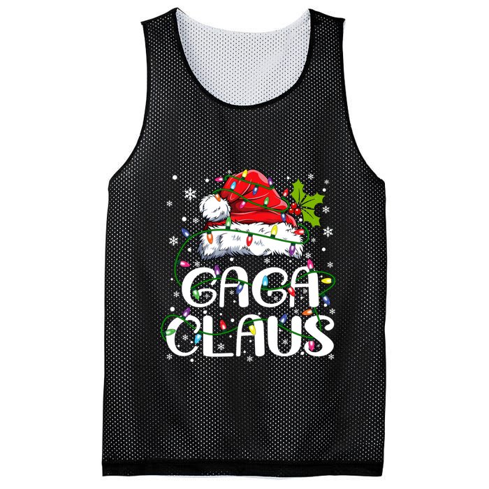 Gaga Claus Christmas Lights Pajama Family Matching Mesh Reversible Basketball Jersey Tank