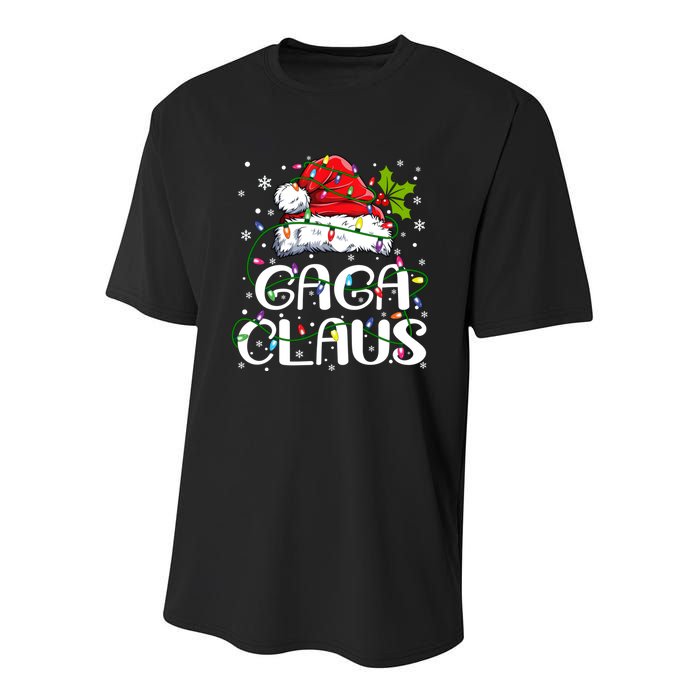 Gaga Claus Christmas Lights Pajama Family Matching Youth Performance Sprint T-Shirt