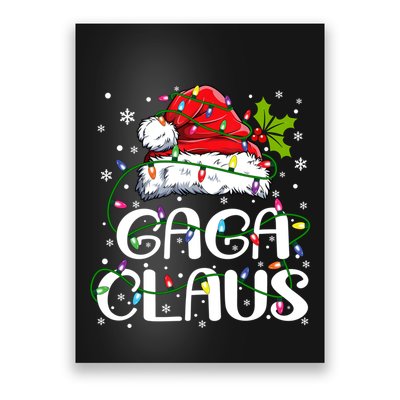 Gaga Claus Christmas Lights Pajama Family Matching Poster