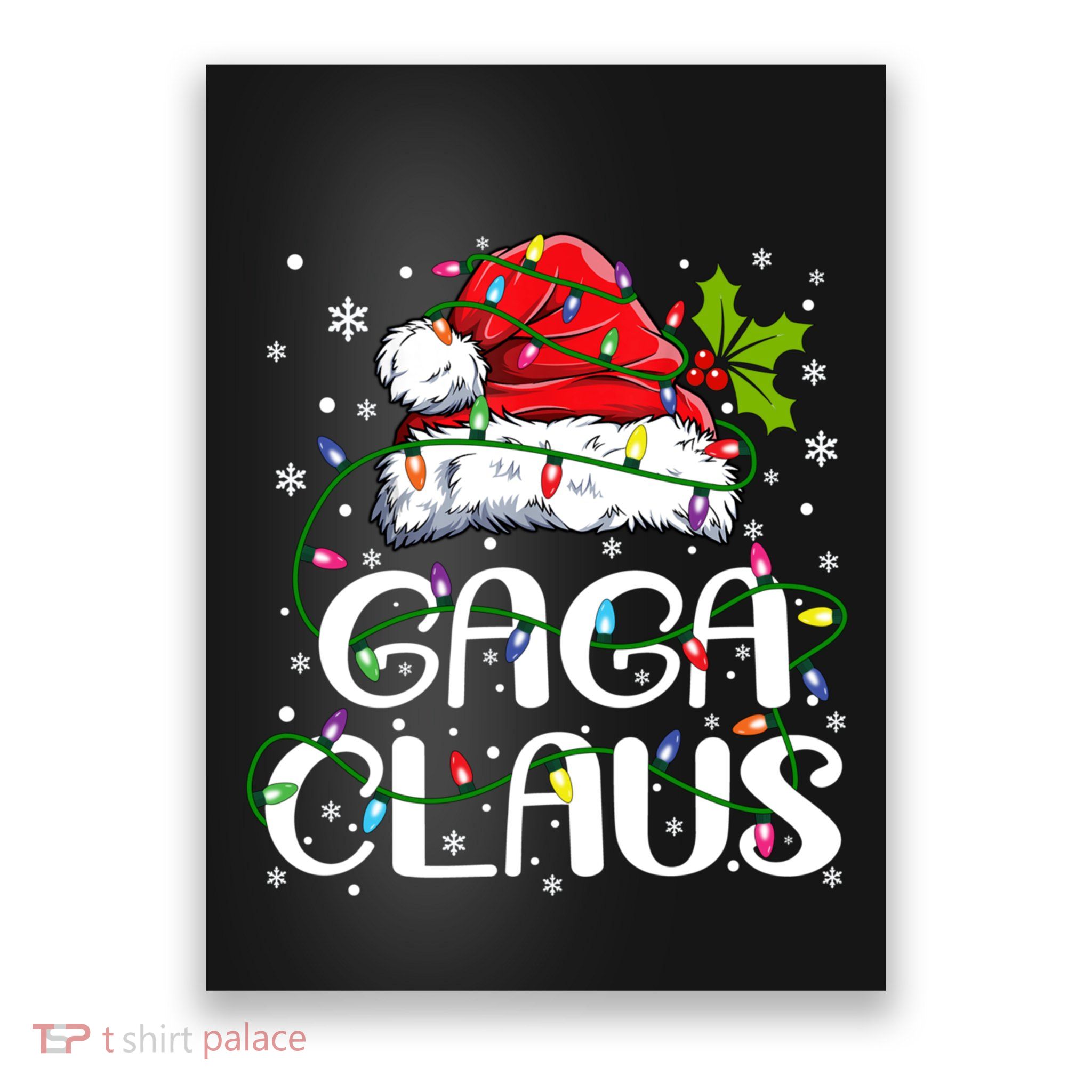 Gaga Claus Christmas Lights Pajama Family Matching Poster