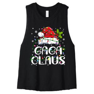 Gaga Claus Christmas Lights Pajama Family Matching Women's Racerback Cropped Tank