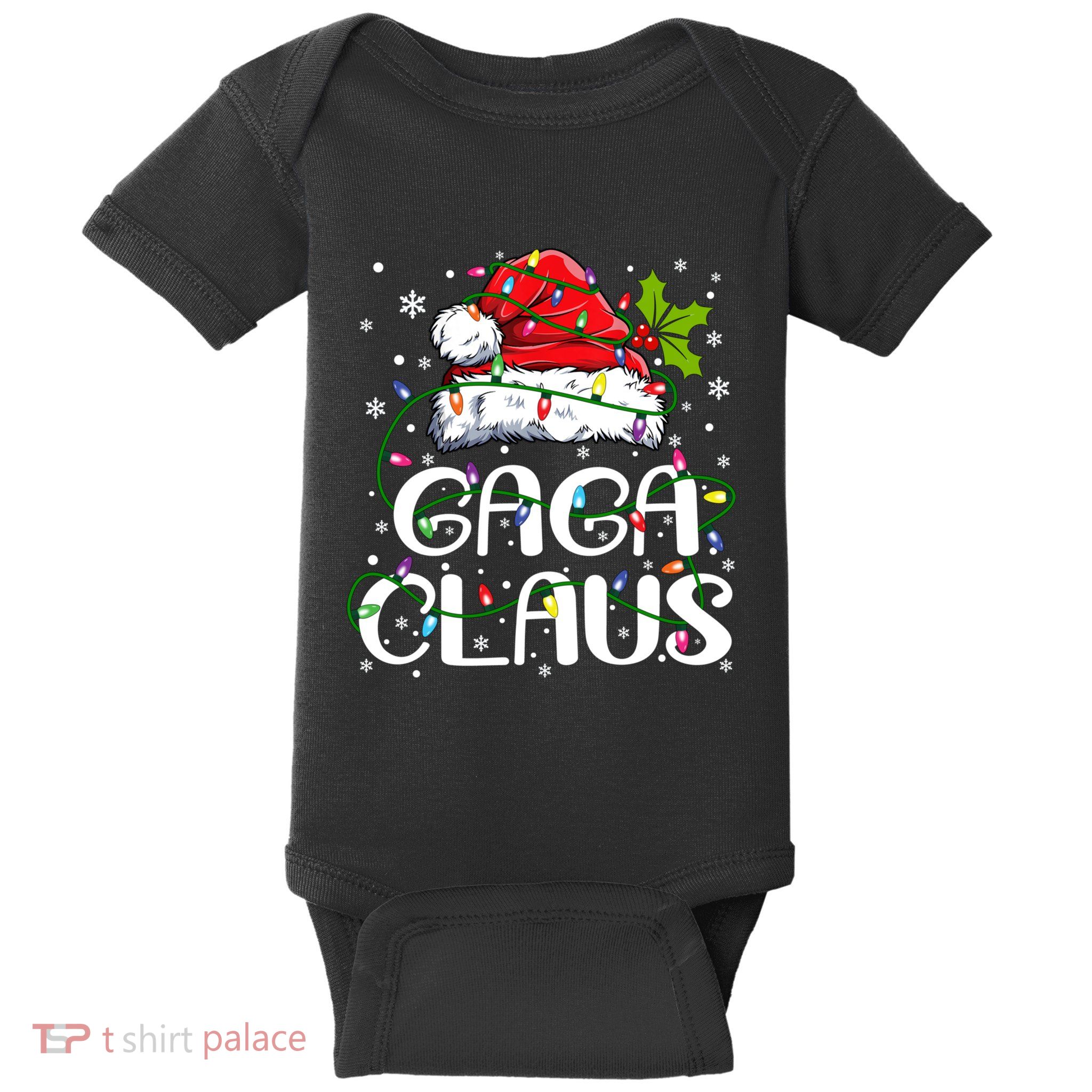 Gaga Claus Christmas Lights Pajama Family Matching Baby Bodysuit