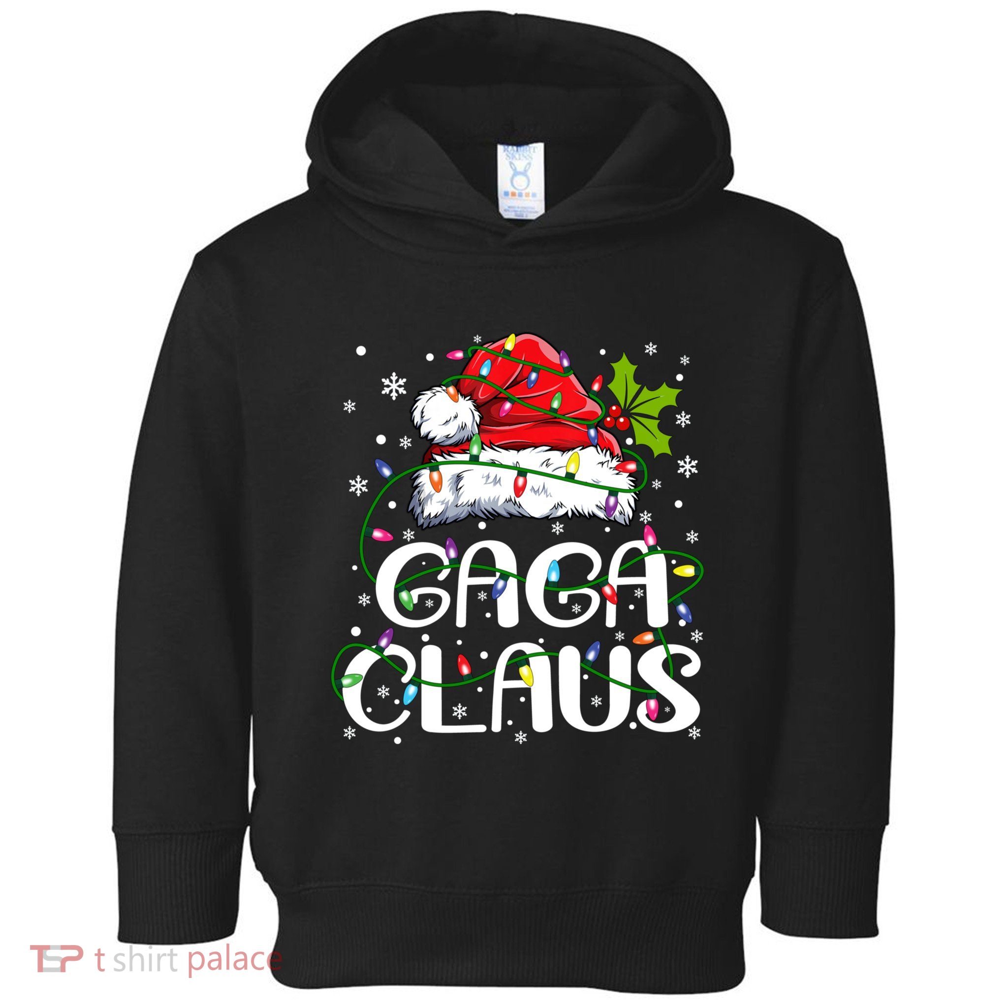 Gaga Claus Christmas Lights Pajama Family Matching Toddler Hoodie