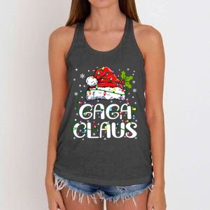 Gaga Claus Christmas Lights Pajama Family Matching Women's Knotted Racerback Tank