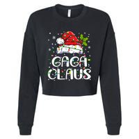 Gaga Claus Christmas Lights Pajama Family Matching Cropped Pullover Crew