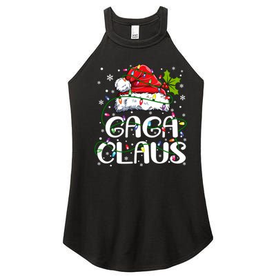 Gaga Claus Christmas Lights Pajama Family Matching Women's Perfect Tri Rocker Tank