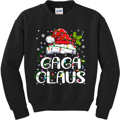 Gaga Claus Christmas Lights Pajama Family Matching Kids Sweatshirt