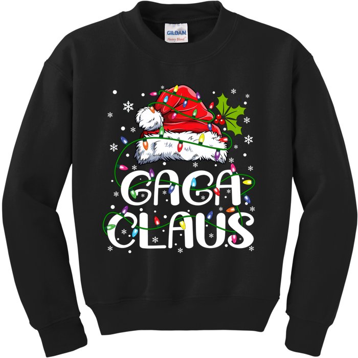 Gaga Claus Christmas Lights Pajama Family Matching Kids Sweatshirt