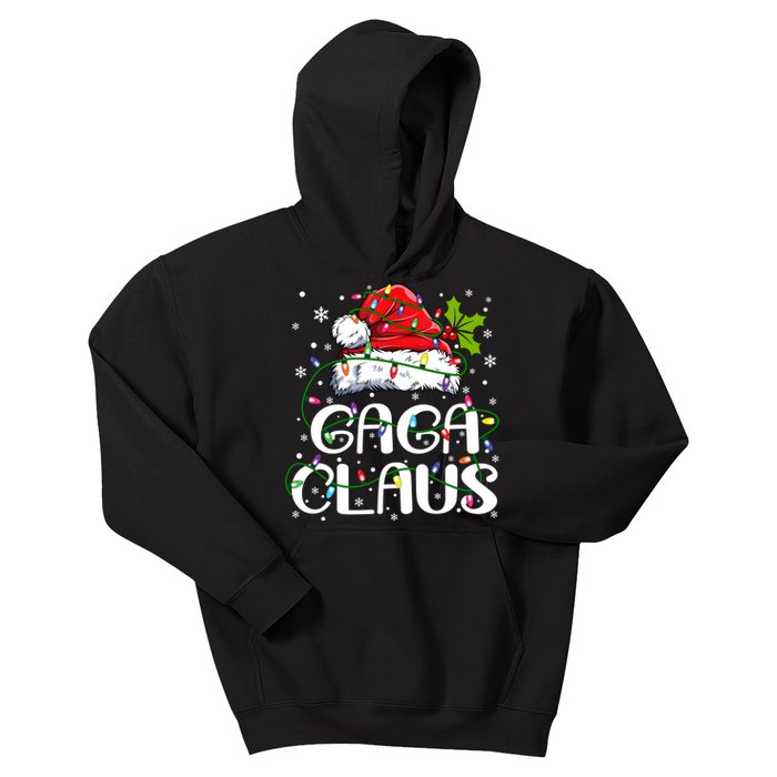 Gaga Claus Christmas Lights Pajama Family Matching Kids Hoodie