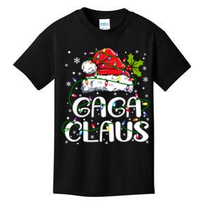 Gaga Claus Christmas Lights Pajama Family Matching Kids T-Shirt