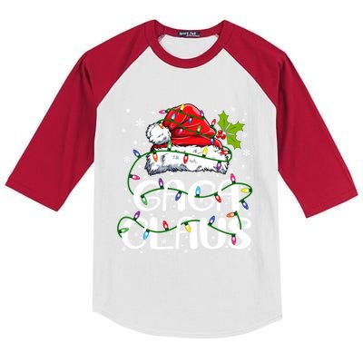 Gaga Claus Christmas Lights Pajama Family Matching Kids Colorblock Raglan Jersey