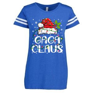 Gaga Claus Christmas Lights Pajama Family Matching Enza Ladies Jersey Football T-Shirt