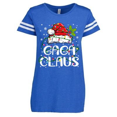 Gaga Claus Christmas Lights Pajama Family Matching Enza Ladies Jersey Football T-Shirt