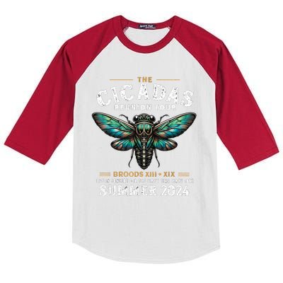 Great Cicada Come Back 2024 Cicada Invasion 2024 Kids Colorblock Raglan Jersey