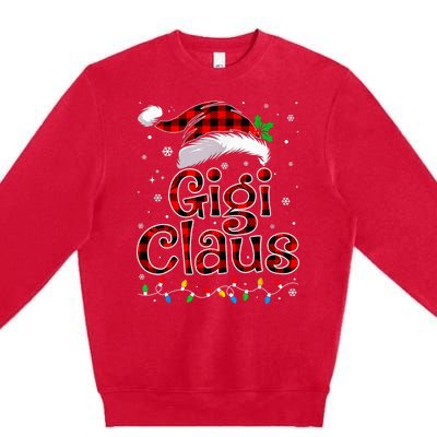 Gigi Claus Christmas Lights Pajama Family Matching Premium Crewneck Sweatshirt