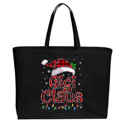 Gigi Claus Christmas Lights Pajama Family Matching Cotton Canvas Jumbo Tote