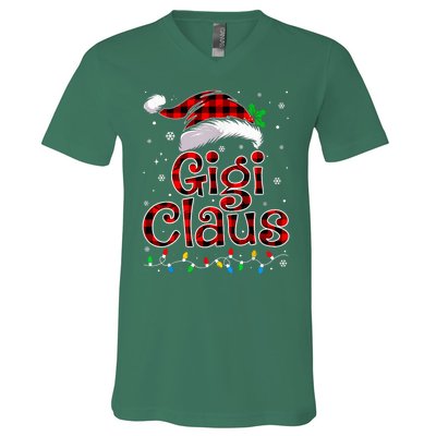 Gigi Claus Christmas Lights Pajama Family Matching V-Neck T-Shirt