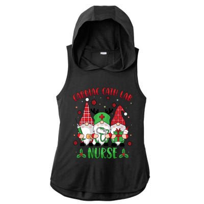 Gnome Cardiac Cath Lab Xmas Holiday Cardiac Nurse Christmas Funny Gift Ladies PosiCharge Tri-Blend Wicking Draft Hoodie Tank