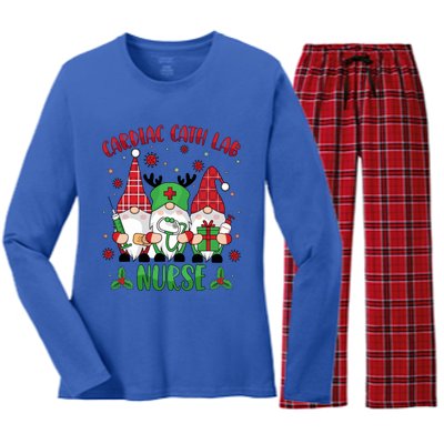 Gnome Cardiac Cath Lab Xmas Holiday Cardiac Nurse Christmas Funny Gift Women's Long Sleeve Flannel Pajama Set 