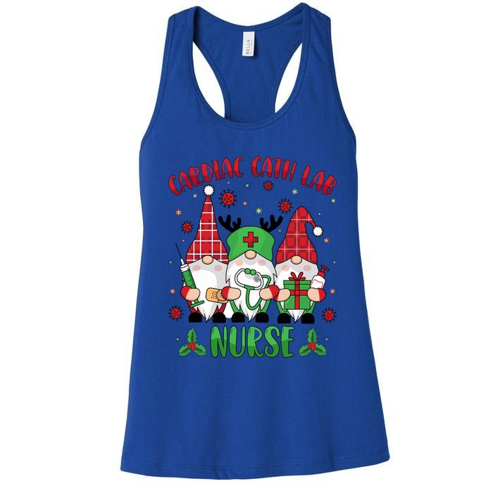 Gnome Cardiac Cath Lab Xmas Holiday Cardiac Nurse Christmas Funny Gift Women's Racerback Tank