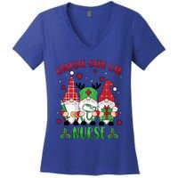 Gnome Cardiac Cath Lab Xmas Holiday Cardiac Nurse Christmas Funny Gift Women's V-Neck T-Shirt