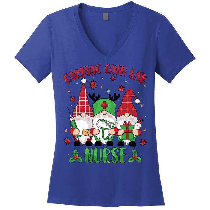 Gnome Cardiac Cath Lab Xmas Holiday Cardiac Nurse Christmas Funny Gift Women's V-Neck T-Shirt