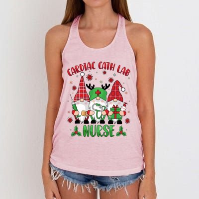 Gnome Cardiac Cath Lab Xmas Holiday Cardiac Nurse Christmas Funny Gift Women's Knotted Racerback Tank