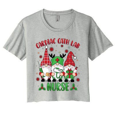 Gnome Cardiac Cath Lab Xmas Holiday Cardiac Nurse Christmas Funny Gift Women's Crop Top Tee