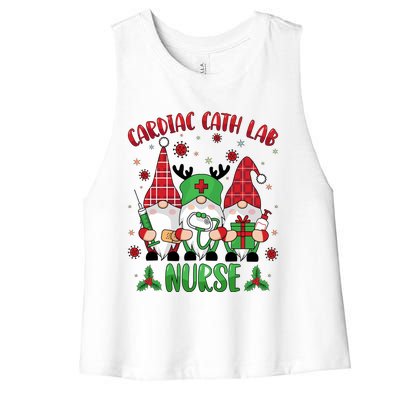 Gnome Cardiac Cath Lab Xmas Holiday Cardiac Nurse Christmas Funny Gift Women's Racerback Cropped Tank