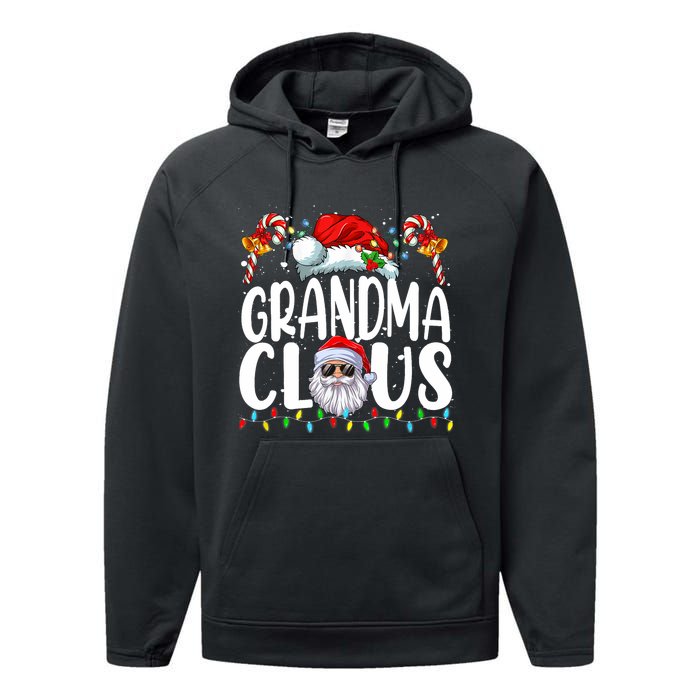 Grandma Claus Christmas Santa Matching Family Xmas Pajamas Performance Fleece Hoodie