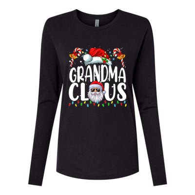 Grandma Claus Christmas Santa Matching Family Xmas Pajamas Womens Cotton Relaxed Long Sleeve T-Shirt