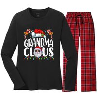 Grandma Claus Christmas Santa Matching Family Xmas Pajamas Women's Long Sleeve Flannel Pajama Set 