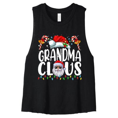 Grandma Claus Christmas Santa Matching Family Xmas Pajamas Women's Racerback Cropped Tank