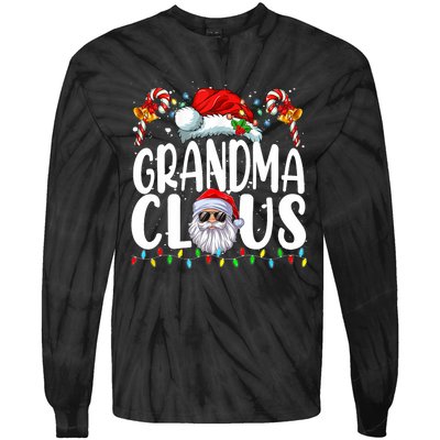 Grandma Claus Christmas Santa Matching Family Xmas Pajamas Tie-Dye Long Sleeve Shirt