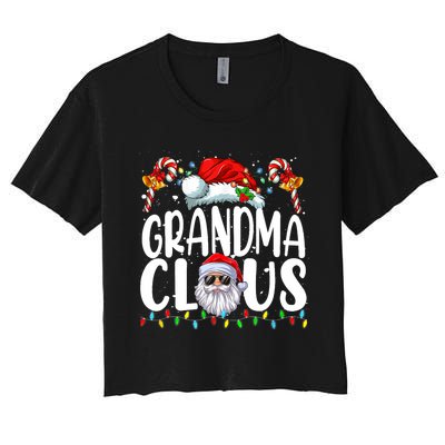 Grandma Claus Christmas Santa Matching Family Xmas Pajamas Women's Crop Top Tee