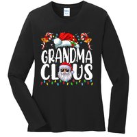 Grandma Claus Christmas Santa Matching Family Xmas Pajamas Ladies Long Sleeve Shirt