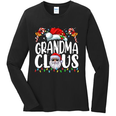 Grandma Claus Christmas Santa Matching Family Xmas Pajamas Ladies Long Sleeve Shirt